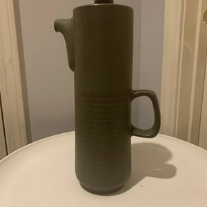 Denby England Camelot Green Tall Coffee Pot w Lid Chevron Pattern  - Picture 1 of 13