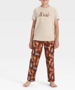 Jungen Cat & Jack 2-teiliges Schlafset "Weekend Crew" cremeweiß L 10/12 neu mit Etikett - Bild 1 von 10