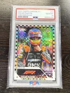 Oscar Piastri RC 2023 Topps Chrome F1 Helmet #41 Checker Flag Refractor PSA 10 - Picture 1 of 3