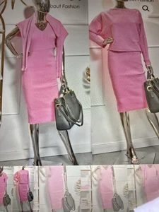 Italy Zweiteiler Kleid Und Pullover rosa Neu - Bild 1 von 1