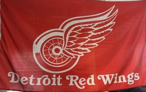 BIG Detroit Red Wings Flag 59" Long x 34" Tall  (4.9' x 2.8') Hockeytown Orig 6 - Picture 1 of 3