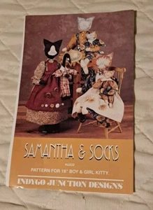 Samantha & Socks Sewing Pattern 18" Boy & Girl Kitty Indygo Junction Soft Dolls - Picture 1 of 1