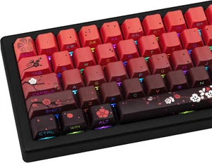 130 Keys Gradient Red PBT Keycap, Side Print Shine through Keycaps Backlit, Five - Picture 1 of 12