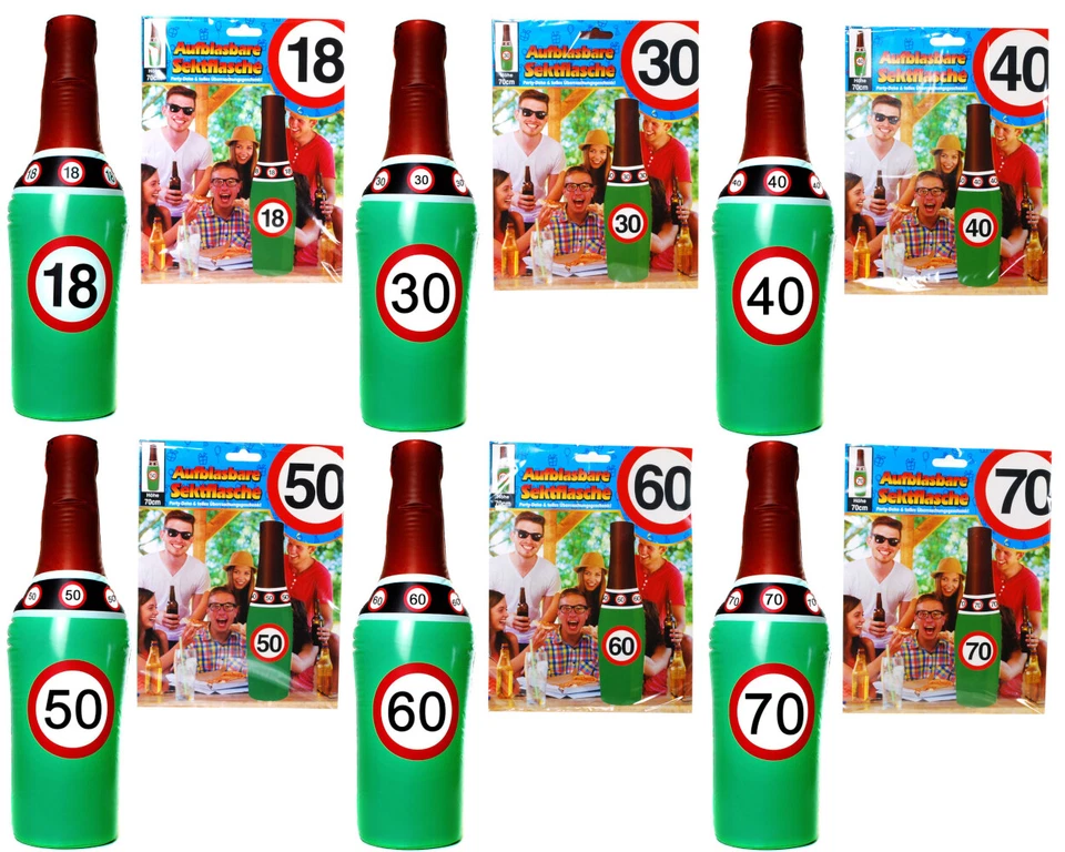 Aufblasbare Sektflasche Geburtstag 18 30 40 50 60 70 Höhe 70 cm 1210222-22813 - Bild 1 von 1