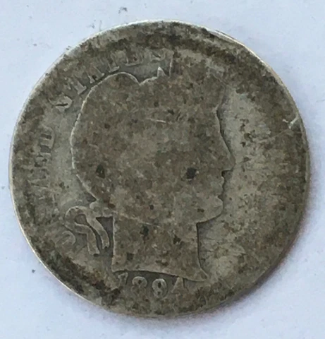 1894-O Barber  Dime  Well Worn Filler Coin Fair Cover