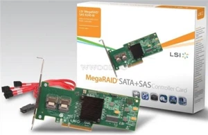 Cable + LSI Megaraid 9240-8I RAID Controller Card 8-Port PCI-Express 6G SATA/ pc - Picture 1 of 2