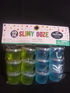 HALLOWEEN GREEN AND BLUE SLIMY OOZE PARTY FAVOR WITH MONSTER INSIDE 12 PACK  - Picture 1 of 2