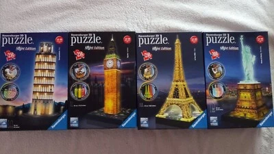 4 Puzzle 3D Ravensburger Torre Pisa Statua Della Libertà Torre Eiffel Big Bang  - Immagine 1 di 4