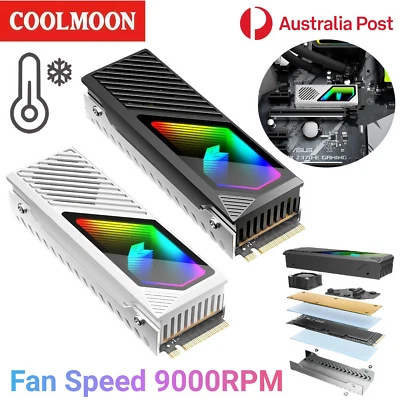 COOLMOON M.2 SSD Cooler 5V 3Pin ARGB Solid State Drive Heat Dissipation NVME AU - Image 1 of 4