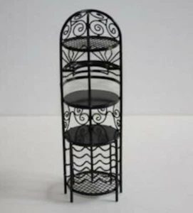 Miniature Dollhouse Accessories Round Black Metal Storage Unit Wine Rack 1:12th - Picture 1 of 2