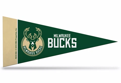 New Milwaukee Bucks NBA Mini Pennant 9"x4", Felt, Made in USA banner flag Cover