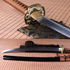 Unokubi-zukuri Folded Steel Clay Tempered Wakizashi Japanese Samurai Sword 