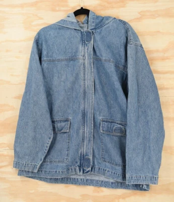 复古 Blassport 牛仔连帽全拉链编舞夹克女式 1X — 第 1/4 张图片