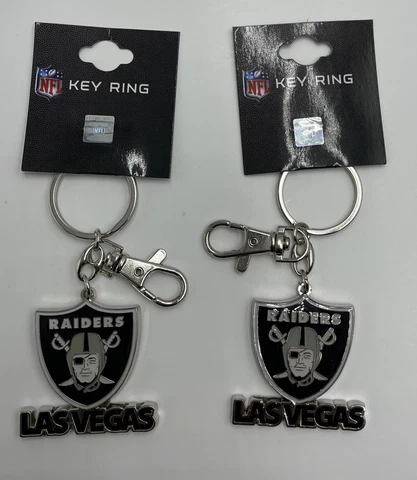 ( QTY 2) NFL Oakland Las Vegas Raiders Key Chain Ring Logo 2.5 inch Cover