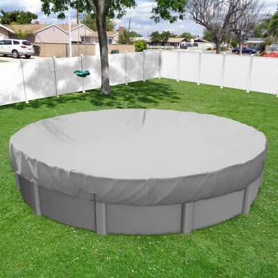 Round Waterproof Winter Pool Cover Heavy Duty Safety Above Ground Swimming Gray - Image 1 of 4