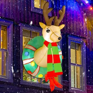 Corona inflable de Navidad de 4 pies de Rudolph iluminada con renos inflables incorporados - Imagen 1 de 9