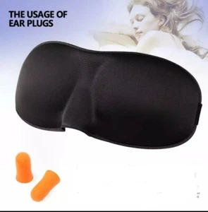Schlafmaske - 3D konturiert für Augenkomfort (kein Druck auf die Augen) mit Ohrstöpsel - Bild 1 von 8