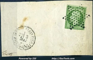 FRANCE EMPIRE N° 12 OBL ETOILE PLEINE + CACHET D9h PARIS POUR PARIS SUR FRAGMENT - Picture 1 of 3