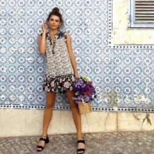 SPELL & The GYPSY Winona Tunic Dress Sz S Small Short Metallic Floral Boho - Picture 1 of 11