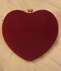 Heart shaped velvet handbag with ￼ Giant diamante clasp￼