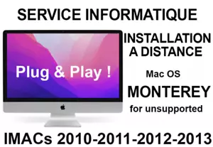Service d'Installation Mac OS MONTEREY - IMAC 2010 2011 2012 2013 - 21,5" - 27" - Photo 1/1