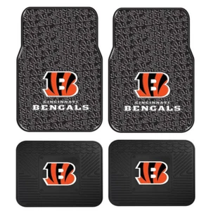 New 4pc Set NFL Cincinnati Bengals Car Truck Rubber Vinyl Floor Mats - Picture 1 of 4