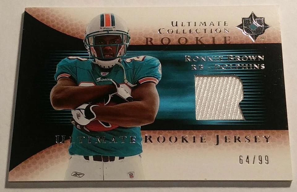 2005 RONNIE BROWN UD ULTIMATE COLLECTION ROOKIE JERSEY CARD #64/99 AUBURN TIGERS - Image 1 of 2