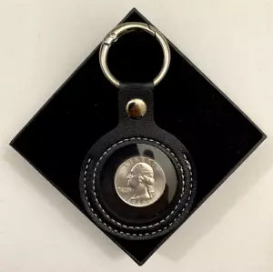 1960 Washington Viertel Edelstein Stempelglanz 90 % Silber Schlüsselanhänger in hochwertigem PU-Leder - Bild 1 von 4
