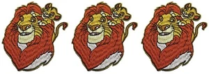 The Lion King Simba & Mufasa Set of 3 Embroidered 3" Tall Iron on Patches - Picture 1 of 1