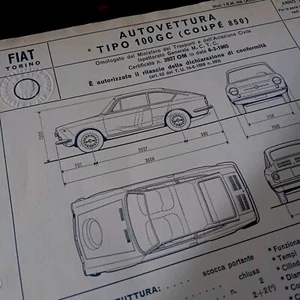 Fiat 850 Coupe Type 100 GC COPY HOMOLOGATION CARD 1965 ASI - Picture 1 of 6