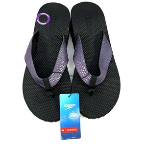 SPEEDO Platform Wedge Flip Flops Woman's Size 9 Purple Reptile Print Slip On - Picture 1 of 7
