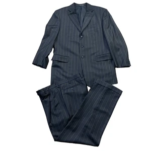 Pal Zileri Brown Pinstriped 100% Wool 2 Pc Suit Jacket Pants See Photos - Picture 1 of 18