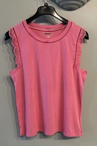 NWOT Lily Pulitzer Pink Lace Trim Sleeveless Top Size XL - Picture 1 of 4