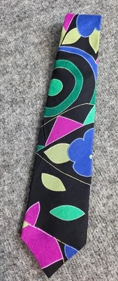 Corbata floral abstracta multicolor vintage Jordache para hombre estampado salvaje fiesta años 80 Foto 1 de 4