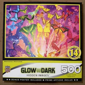 “METAMORPHOSIS” Glow in the Dark Hidden Images 500 PC Puzzle - Butterflies - NEW - Picture 1 of 2