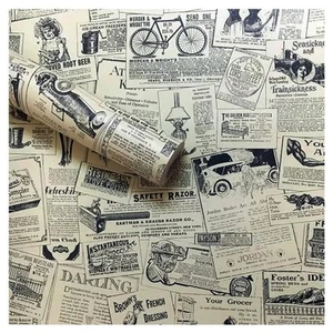 17.71" X 118" Vintage Newspaper Self Adhesive Paper Peel & Stick Wallpaper for - Picture 1 of 7