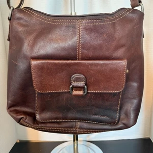 Jack Georges Voyager Braun Leder Umhängetasche Handtasche Distress Schultertasche - Bild 1 von 10