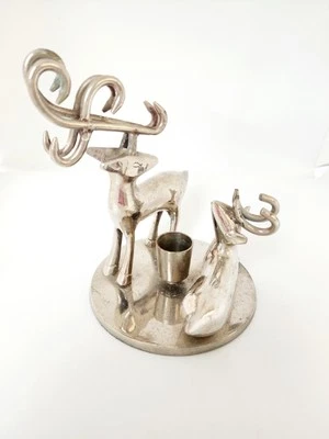 Home Elegant Reindeer's  Candle Stick Holder Chrome Metal Decorative   - Image 1 of 4