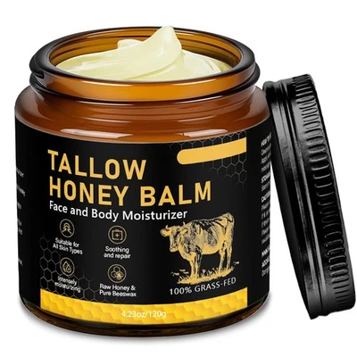 Beef Tallow for Skin, Tallow and Honey Balm for Face, Organic Grass-fed Beef - Image 1 of 4
