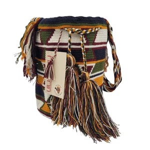 Colombian 🇨🇴 MANY COLORS Handmade Large Wayuu Tribe Mochila Bucket Boho Bag - Picture 1 of 10