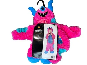Halloween Costume Jumpsuit Monster 6-12 Months Toddler Pink Blue With Hood NWT - Picture 1 of 2