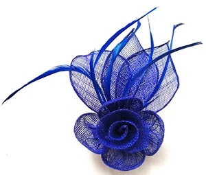 NEW Royal Blue Mesh Net Flower Clip Pin Fascinator Wedding Races Ascot Prom - Picture 1 of 2