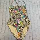 Women’s Andie one piece bathing suit swimsuit floral artsy paint canvas swiming