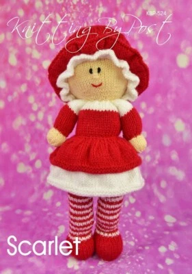 New Knitting Pattern Scarlet Dolly Knitting By Post A5 Leaflet Soft Toys - Image 1 of 4