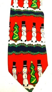 ¡NUEVO! SAVE THE CHILDREN CORBATA ROJA CON ESTAMPADO DE MUÑECO DE NIEVE DE 56" DE LARGO 4" DE ANCHO - Imagen 1 de 3