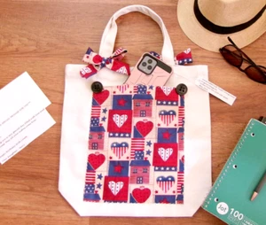 Tote Bag Handmade Patriotic School Work Cell Phone Personal Greeting Note - Picture 1 of 11