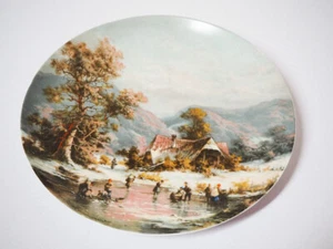 Collectible plate - wall plate - ice fisherman on the village pond - Picture 1 of 3