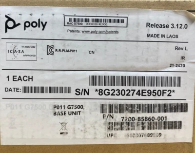 Poly Polycom G7500 4K Ultra HD Video Conferencing Codec (P/N: 7200-85860-001) - Image 1 of 2