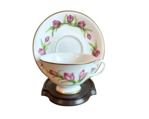 Franklin Porcelain 1980 Tulip Teacup Saucer Stand Ronald Van Ruyckevelt Japan - Picture 1 of 12