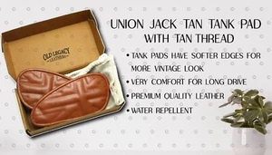UNION JACK TANK KNEE PAD WITH TAN THREAD FOR ROYAL ENFIELD INTERCEPTOR 650CC - Picture 1 of 6